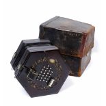 A ROSEWOOD CONCERTINA by Wheatstone & Co., with forty eight buttons and numbered 20140