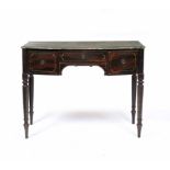 A REGENCY BOW FRONTED SIDE TABLE with faux marble top and scumbled decoration 108cm wide x 82cm high