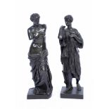 A BRONZE SCULPTURE of the Venus de Milo 34cm high together with a further bronze sculpture of a