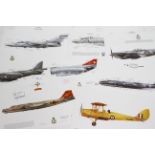 A COLLECTION OF COLOURED AIRCRAFT PRINTS each signed by pilots and other air and ground crews