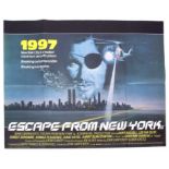 A 1980'S QUAD FILM POSTER 'ESCAPE FROM NEW YORK', 76cm x 101cm