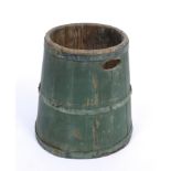 AN ANTIQUE GREEN PAINTED COOPERED BATHYSCOPE 34cm high