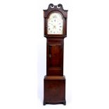 A GEORGE III OAK LONG CASE CLOCK, painted dial and 40-hour movement, 204cm high