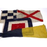 FOUR VINTAGE SIGNALMAN FLAGS of various sizes (4)