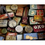 A GROUP OF APPROXIMATELY THIRTY SIX MINIATURE ADVERTISING TINS
