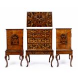 A WILLIAM AND MARY MARQUETRY CHEST ON STAND with decorative inlay to the top, sides and drawer