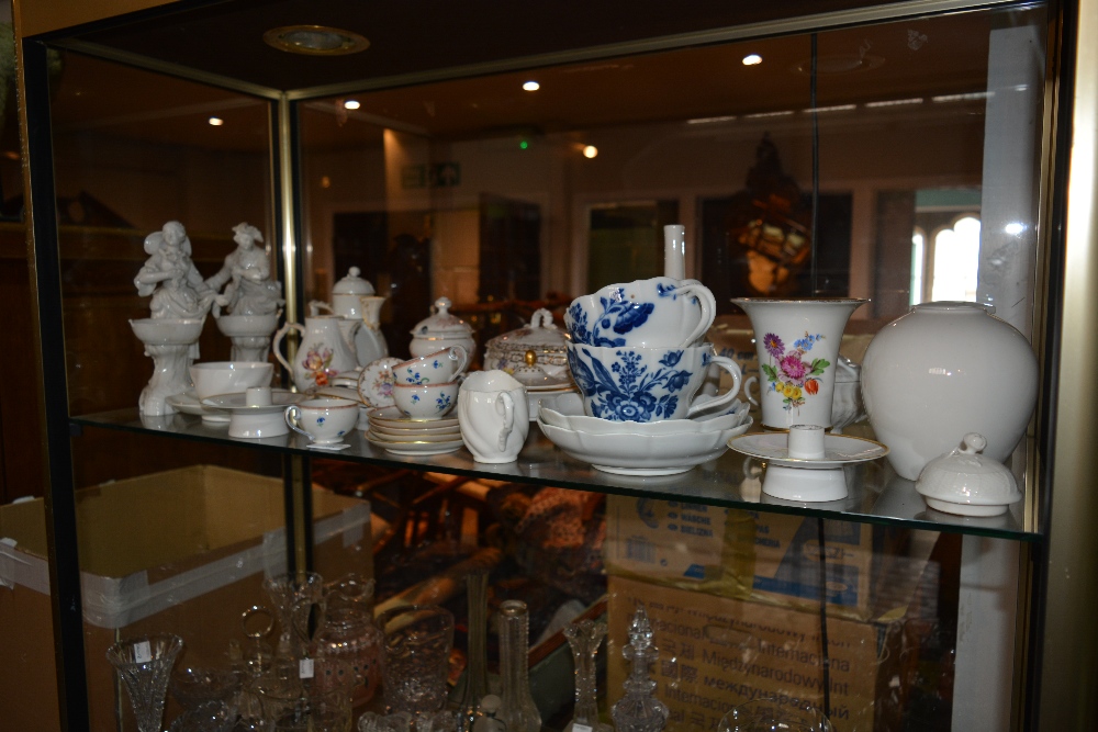 A collection of continental and other porcelain including Rosenthal candle holders, a pair of