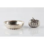 A Turkish silver small bowl late 19th Century with engraved and fluted decoration, the foot also