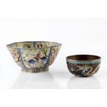 A Chinese cloisonne enamel five lobed bowl 20th Century decorated on the exterior and interior