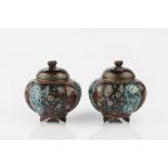 A pair of Japanese cloisonne vases and covers in the Namikawa Yasuyuki style Meiji period with