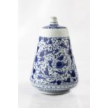 A Japanese Arita blue and white bottle vase 18th Century of circular tapering form and thin neck,