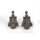 A pair of Islamic lanterns early 20th Century of octagonal tapering form with open work