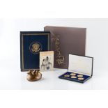 A collection of silver Franklin Mint Treasury medals made for Eiichi Noguchi, a set of Japanese gilt