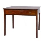 AN 18TH CENTURY MAHOGANY RECTANGULAR SIDE TABLE fitted with one long drawer with ring handles on