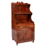 A LATE 18TH CENTURY MAHOGANY BOOKCASE CABINET inlaid with ebony and boxwood stringing with two