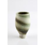 Marianne de Trey (British, b.1913) Vase speckled green and white banded glaze impressed potter's