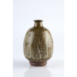 Phil Rogers (British, b.1951) Vase incised grass motif impressed potter's seal 17cm high.