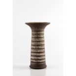 Waistel Cooper (British, 1921-2003) Vase textured body with mottled grey glaze, flaring rim with ash