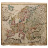 AN EARLY MAP OF EUROPE by Johann Baptiste Homann with cartouche, later coloured, 50 x 59cm