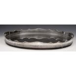 A SHEFFIELD PLATED TWO HANDLED GALLERIED BUTLERS TRAY with gadrooned edge, 62cm wide