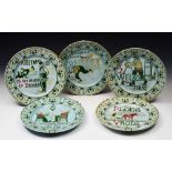 A SET OF FIVE EARLY 20TH CENTURY FRANZ ART MEHLEM BONN DUTCH MOTTO PLATES, each decorated with a