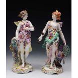 A PAIR OF SAMPSON AFTER CHELSEA PORCELAIN FIGURES, classical subjects in polychrome decorated