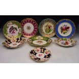 A COLLECTION OF EIGHT 19TH CENTURY ENGLISH PORCELAIN CABINET PLATES with polychrome botanical