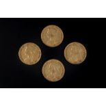 FOUR GOLD HALF SOVEREIGNS, veiled heads, three dated 1898 and one dated 1895 (4)