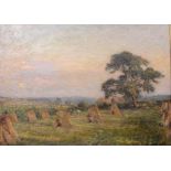 ENGLISH SCHOOL Harvest scene with wheat sheaves, signed W Greaves and dated 1915 on canvas, 29 x