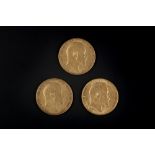 THREE GOLD SOVEREIGNS, dated 1904, 1906 and 1908 (3)