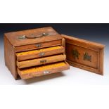 A MAH JONG SET, the camphor wood cabinet fitted five drawers with brass carrying handle