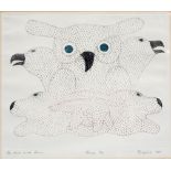 KENOJUAK ASHEVAK (1927-2013) The Owl with Bears, engraving, 7/50, Cape Dorset, signed and dated