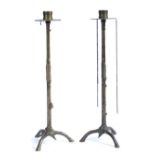 A PAIR OF 19TH CENTURY FRENCH BRONZE CANDLESTICKS after a design by Auguste Maximilian Delafontain