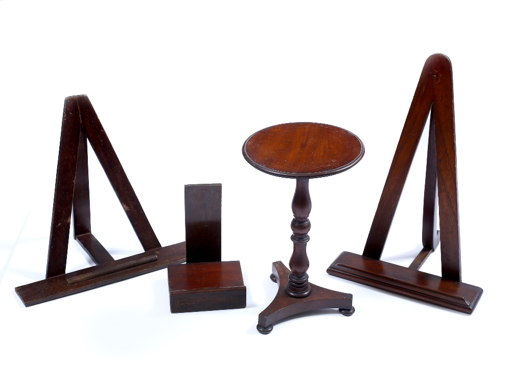 A VICTORIAN MAHOGANY APPRENTICE MADE OCCASIONAL TABLE on baluster turned column and triform base,