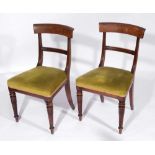 A SET OF EIGHT EARLY VICTORIAN MAHOGANY BAR BACK DINING CHAIRS with overstuffed upholstered seats on