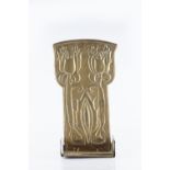 Glasgow School Art Nouveau wall sconce brass, repousse decorated with stylised flower heads and