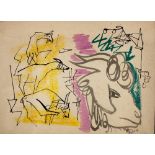 Eric James Malthouse (British, 1914-1997) Goats, 1948 inscribed and signed on letter (to reverse)