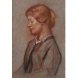 William Rothenstein (British, 1872-1945) (attributed to) Half length portrait of a lady coloured