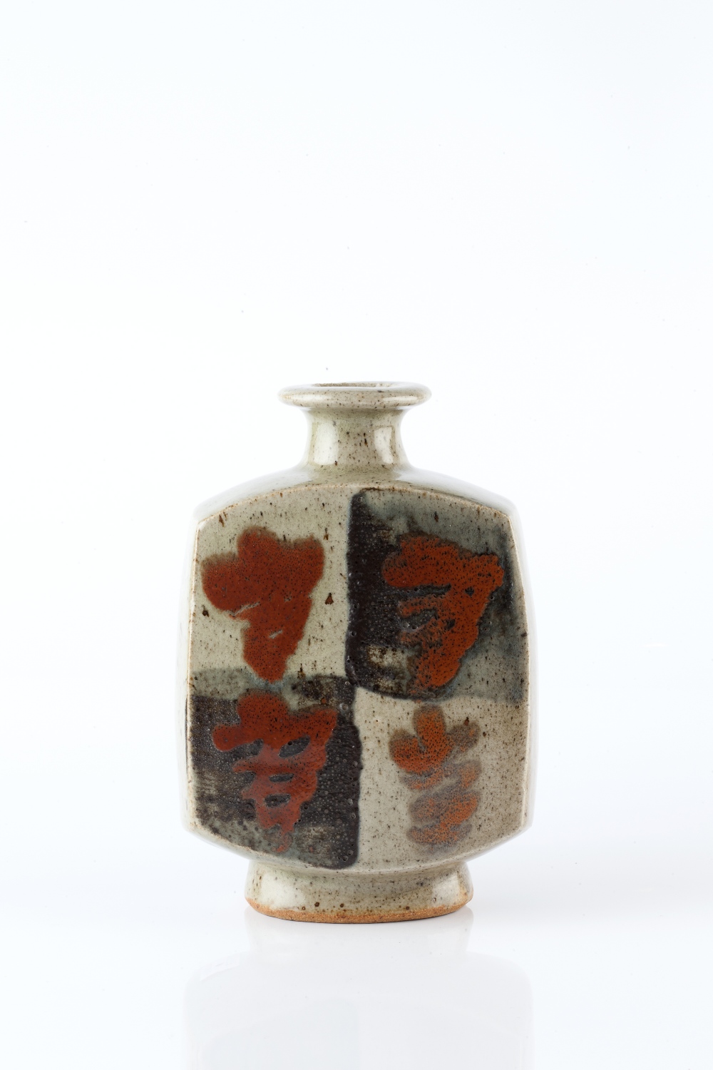 Bernard Leach (British, 1887-1979) at Leach Pottery Bottle Vase flat-sided, brushwork decoration