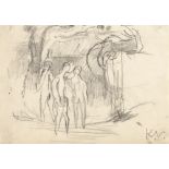 Keith Vaughan (British, 1912-1977) Three nude figures in landscape studio stamp (lower right) pencil