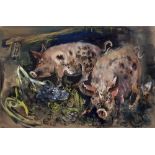 Paul Kuhfuss (German, 1883-1960) Pigs, 1939/41 signed in pen (lower right), inscribed (to the mount)