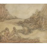 Austin Osman Spare (British, 1886-1956) Fantasy landscape signed (lower right) pencil and