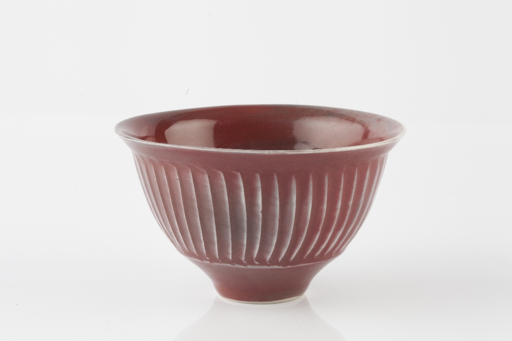 David Leach (British, 1911-2005) Bowl ox-blood red glaze, cut sides impressed potter's seal 8cm