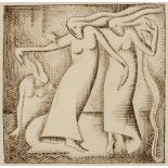 MacDonald (20th Century) Three female figures, 1939 signed and dated ink on paper 15.5cm x 14cm.