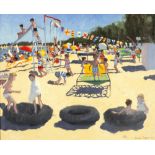 Andrew Macara (British, b.1944) Children on the Beach, Club at Cap Ferrat, 1989 signed and dated (