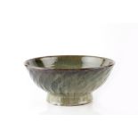 Edward Hughes (British, 1953-2005) Footed bowl fluted impressed potter's seal 14cm high, 32cm