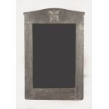 Liberty & Co. (attributed to) Wall mirror, circa 1910 hammered pewter, inset with abalone shell