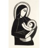 Eric Gill (British, 1882-1940) Madonna and Child wood engraving on tissue 16.3cm x 10cm.