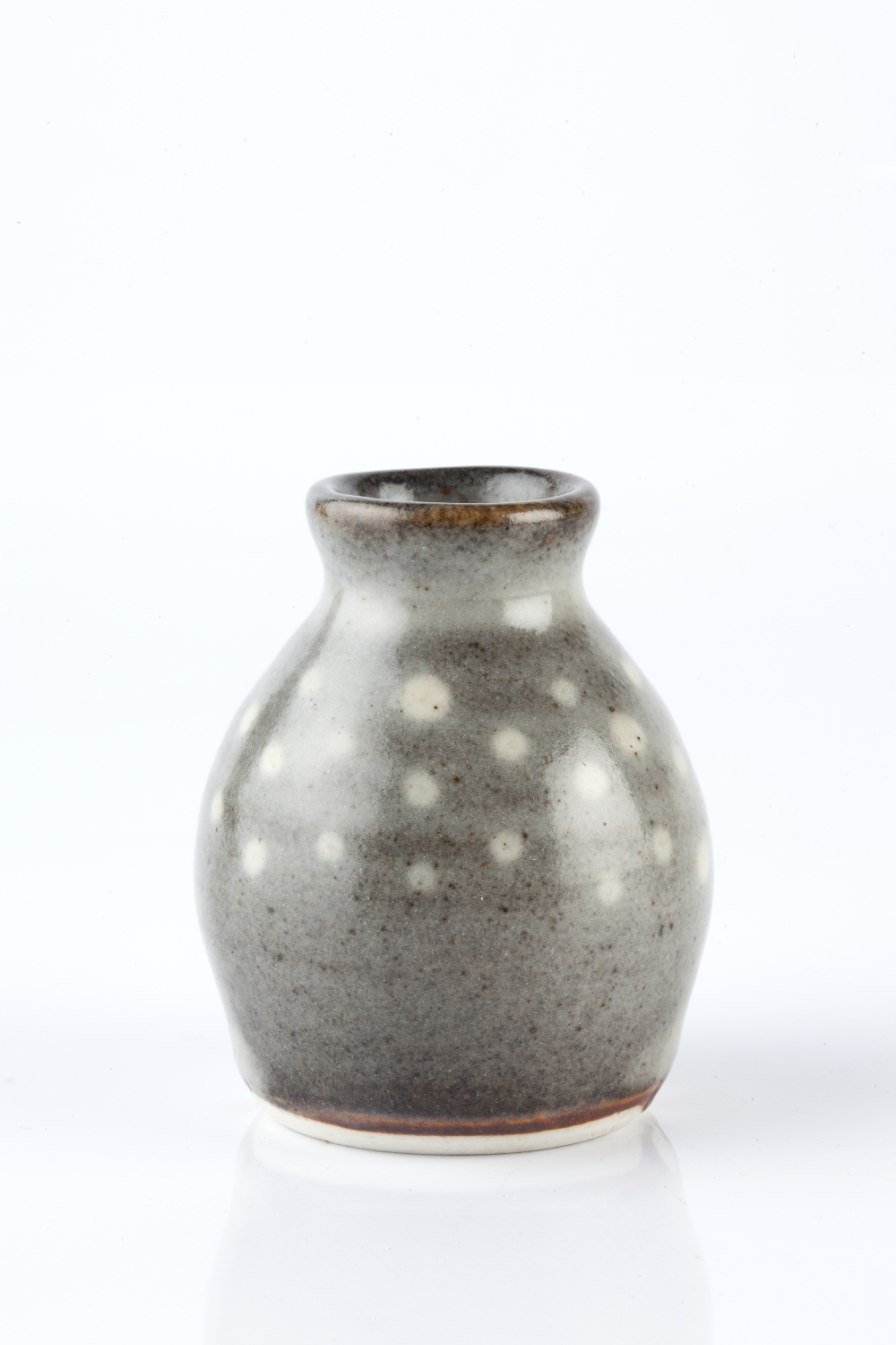 Bernard Leach (British, 1887-1979) at Leach Pottery Vase grey glaze, with white spots impressed