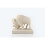 20th Century School Bull stoneware, on plinth 17cm across. Provenance: Alresford Gallery,